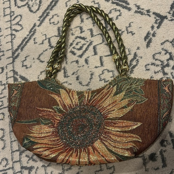 Vintage Bling Sequin Pineapple Sunflower Purse - Picture 5 of 6